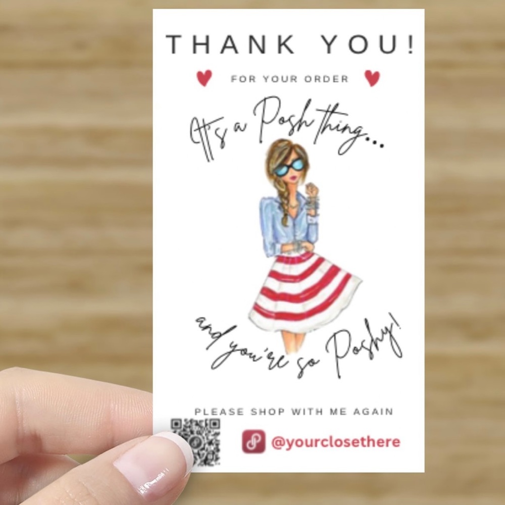 Poshmark PERSONALIZED Thank you Notes Business Cards stickers NEW Qty 50
